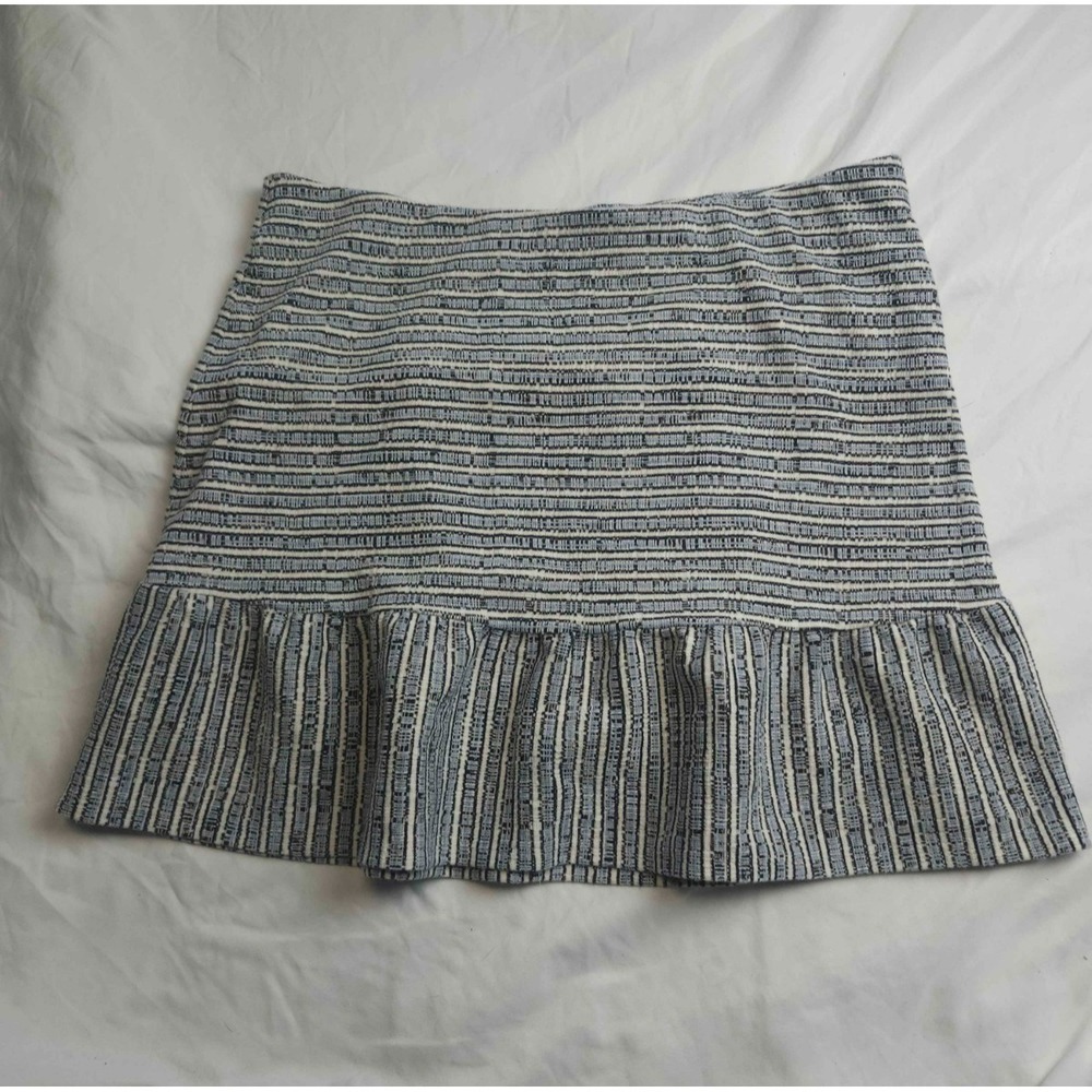 Loft Mini Skirt XL Black White Striped Textured Flounce Hem Nautical Summer Boho - Picture 1 of 4